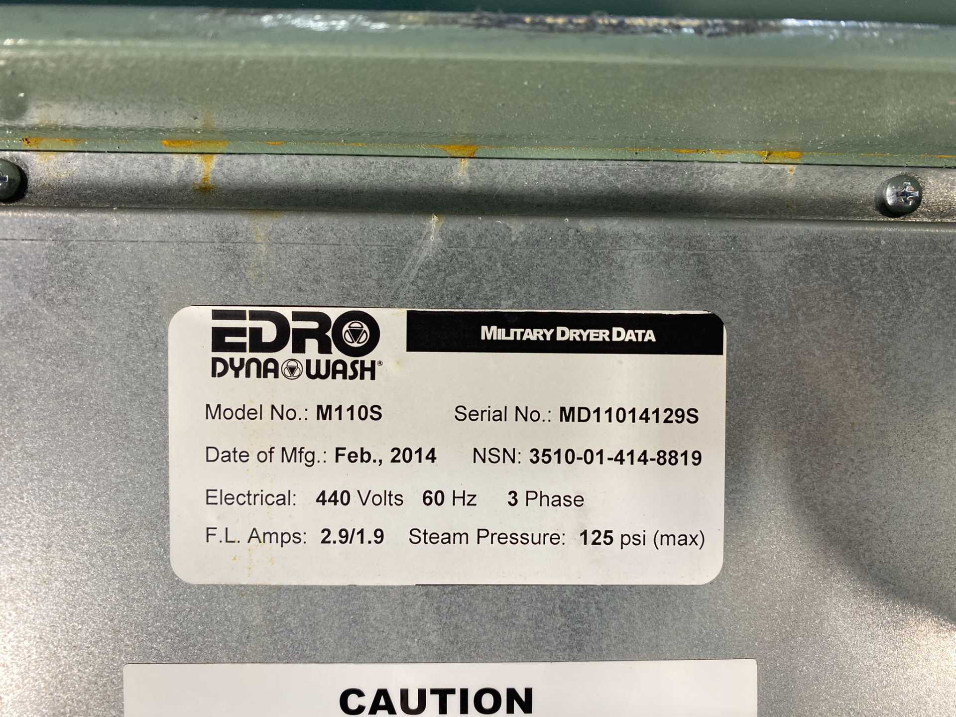 2014 Edro Dyna M110S Steam Dryer - 110 lb Capacity, 3-Phase 440V - Industrial Laundry Dryer with Manual