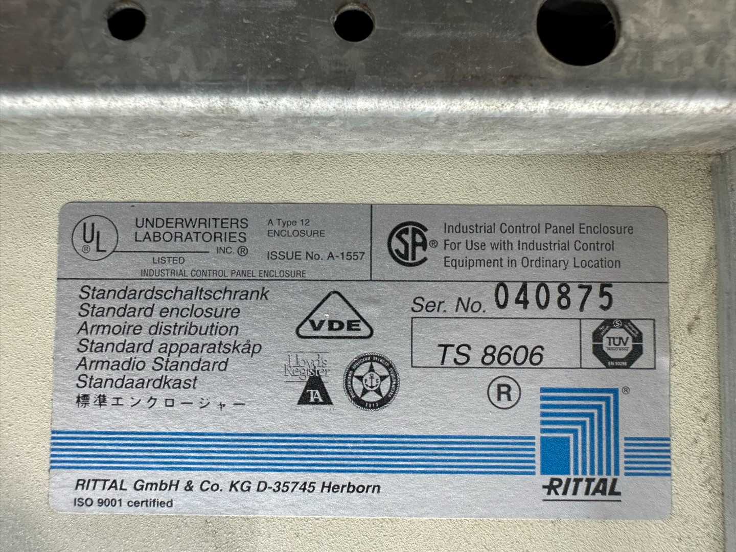 Herrmann Ultrasonics NW Control Cabinet with Rittal SK 3149 000 Roof Fan, Serial #SM6145, 2.5kW, 230V