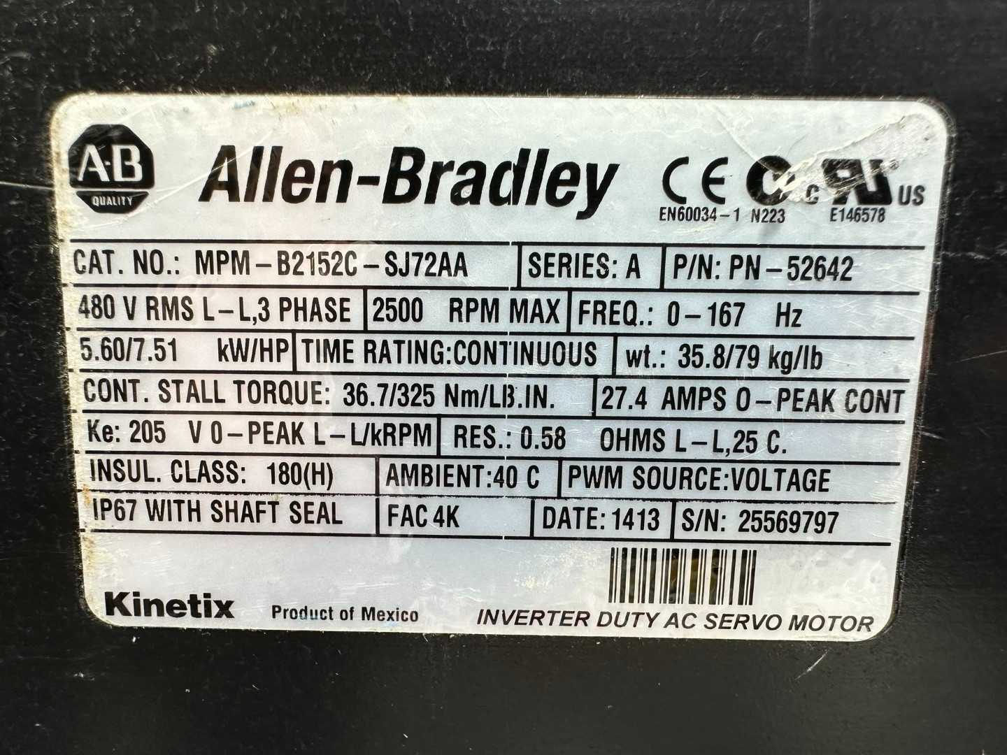 Allen Bradley MPM-B2152C-SJ72AA AC Servo Motor