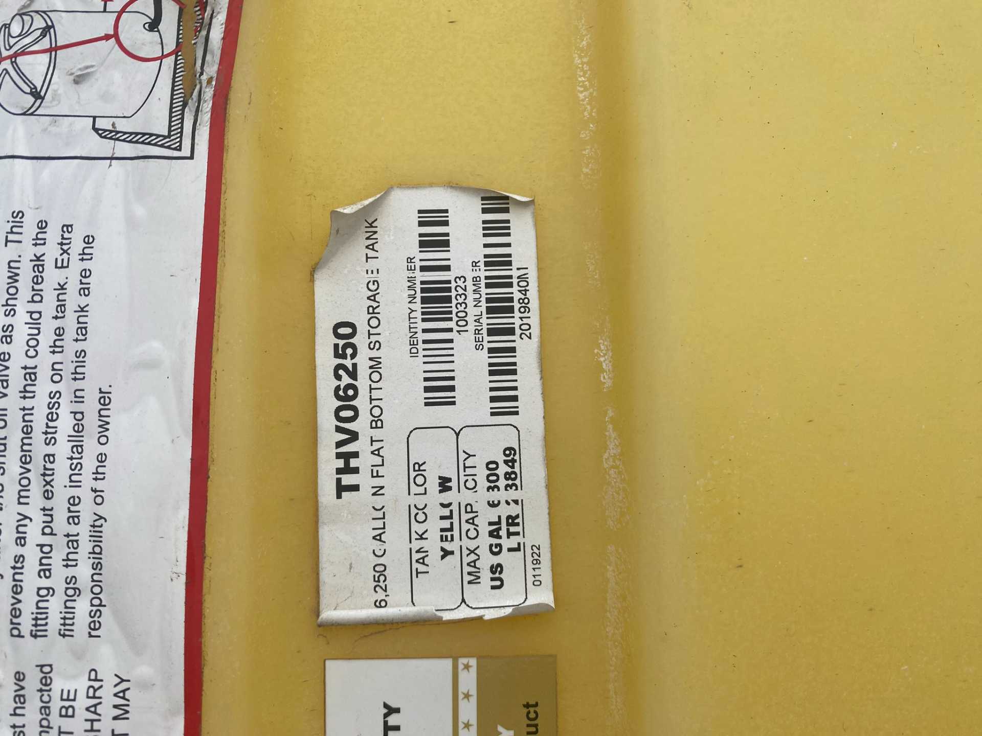 6250 Gallon Model THV06250 Flat Bottom Storage Tank Yellow