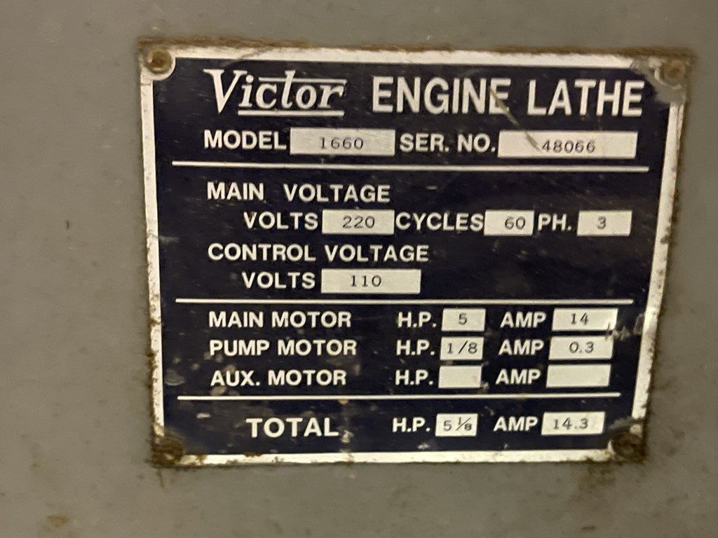 Victor 16 x 60 engine lathe  (Working)