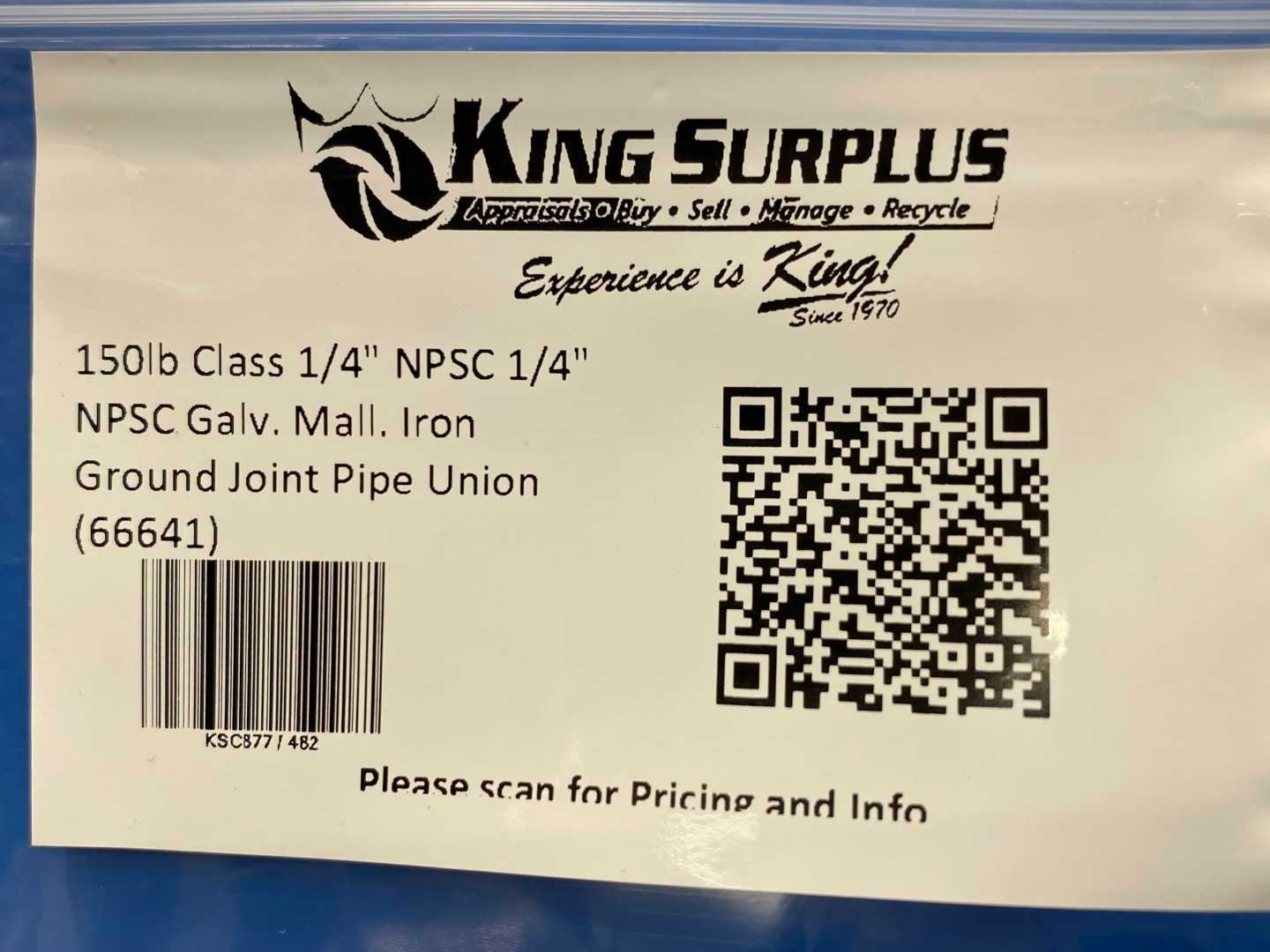 150lb Class 1/4" NPSC 1/4" NPSC Galv. Mall. Iron Ground Joint Pipe Union (66641)