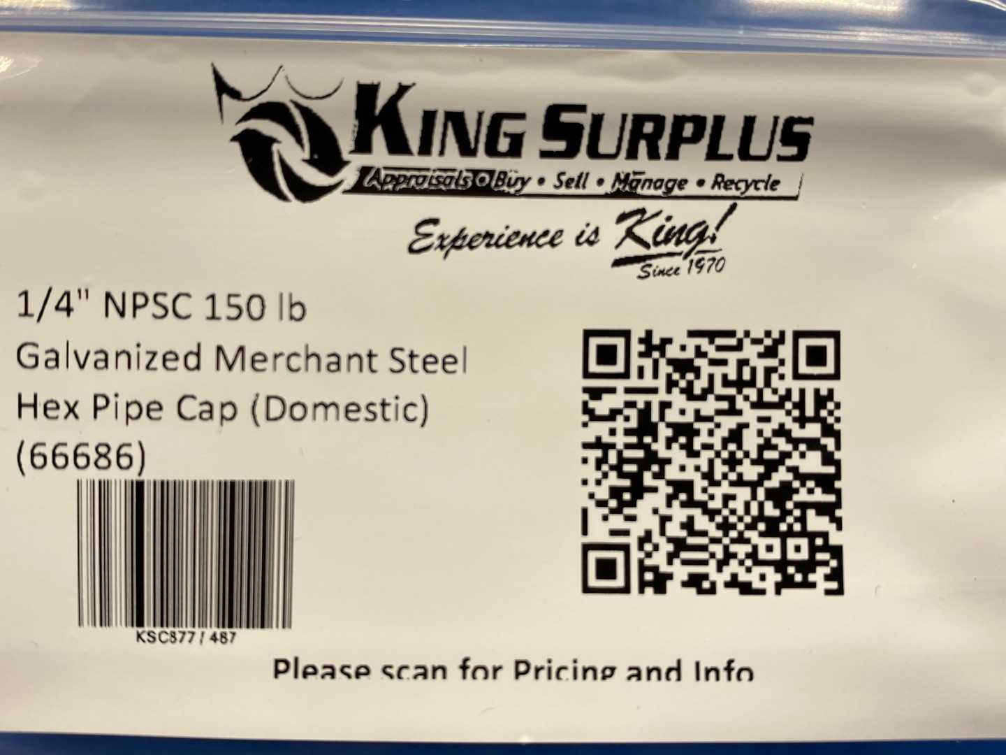 1/4" NPSC 150 lb Galvanized Merchant Steel Hex Pipe Cap (Domestic) (66686)