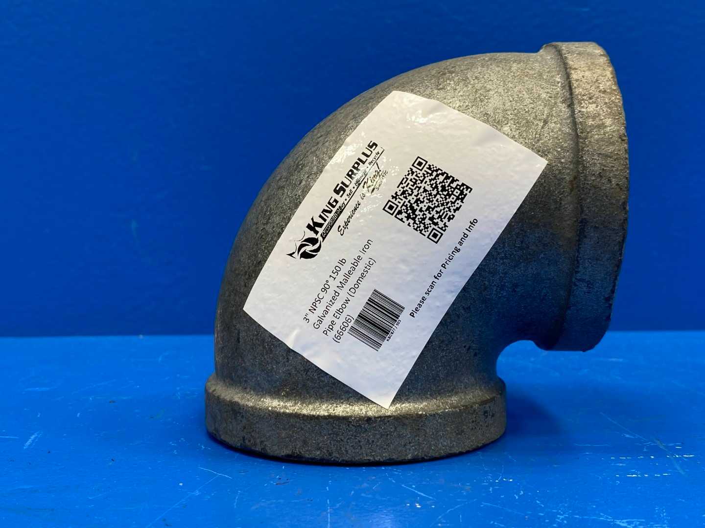 3" NPSC 90° 150 lb Galvanized Malleable Iron Pipe Elbow (Domestic) (66606)