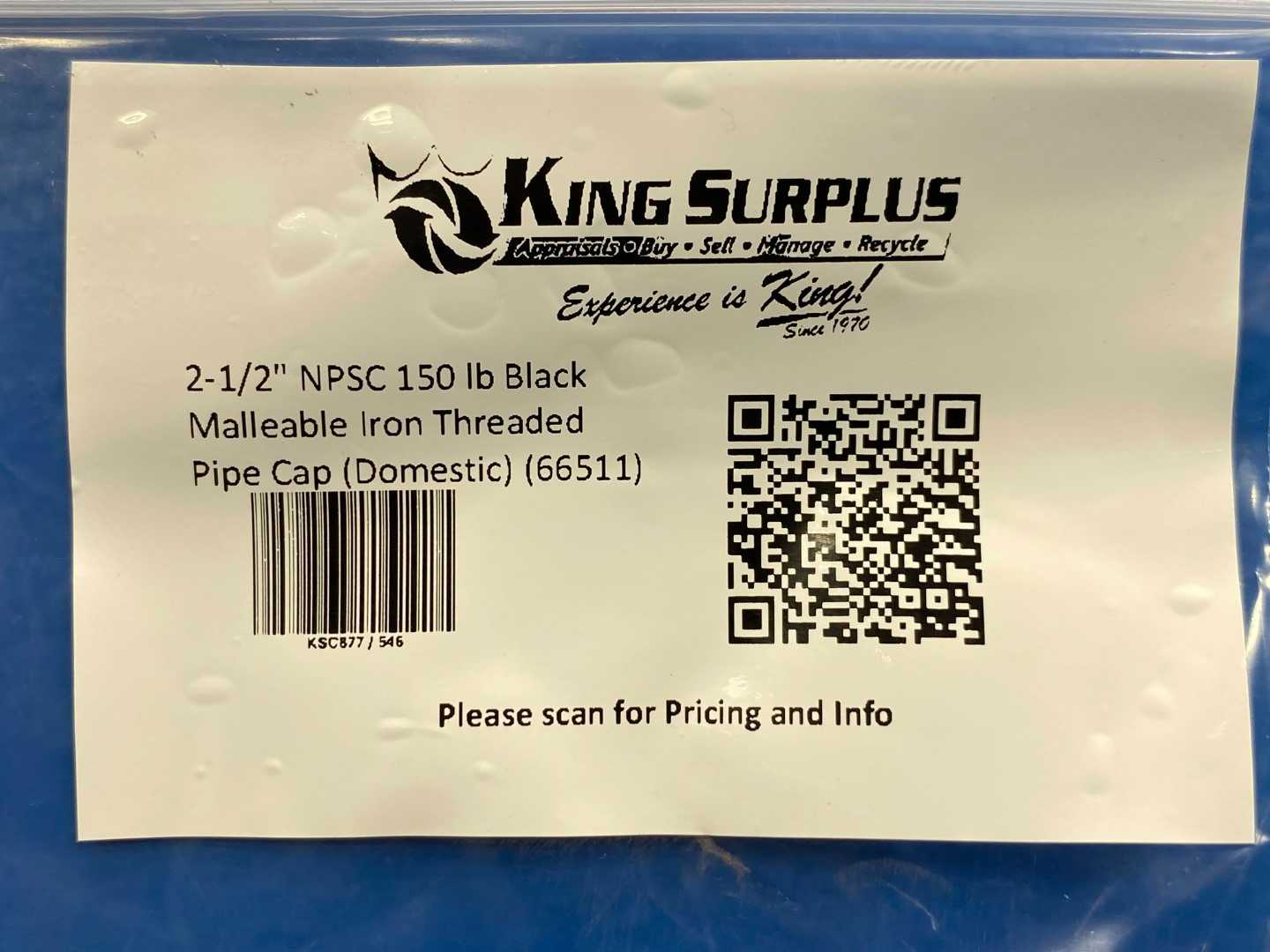 2-1/2" NPSC 150 lb Black Malleable Iron Threaded Pipe Cap (Domestic) (66511)