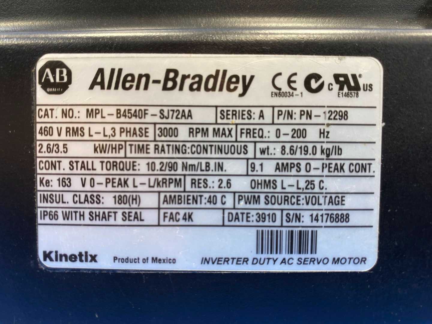 Allen Bradley Servo Motor B454OF SJ72AA