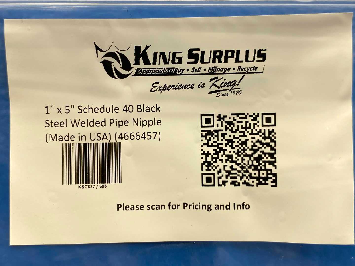 (5) 1" x 5" Schedule 40 Black Steel Welded Pipe Nipple (Made in USA) (4666457)