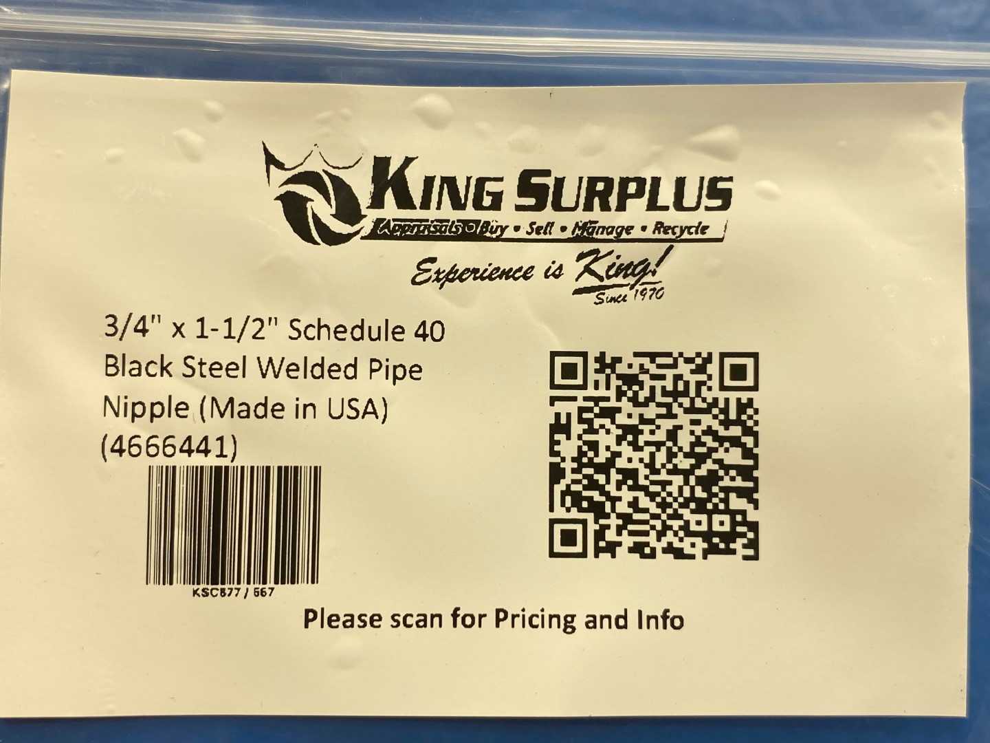 3/4" x 1-1/2" Schedule 40 Black Steel Welded Pipe Nipple (Made in USA) (4666441)