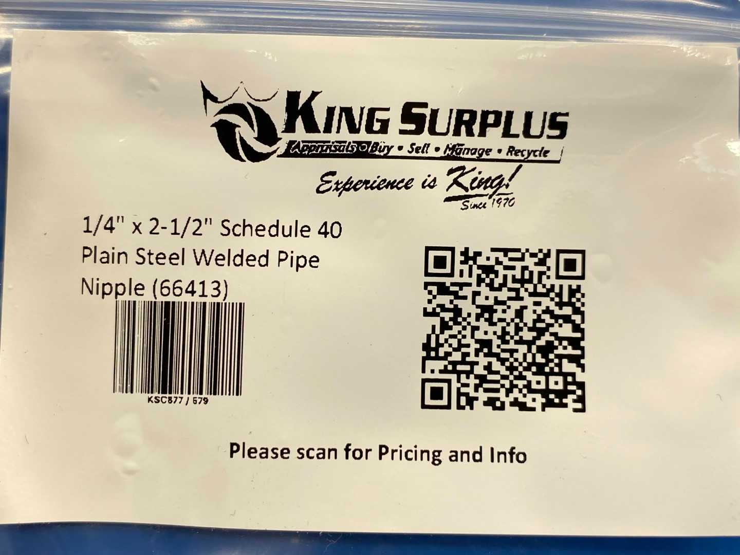 1/4" x 2-1/2" Schedule 40 Plain Steel Welded Pipe Nipple (66413)