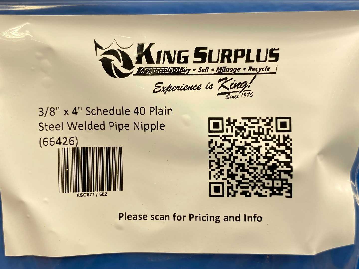 3/8" x 4" Schedule 40 Plain Steel Welded Pipe Nipple (66426)