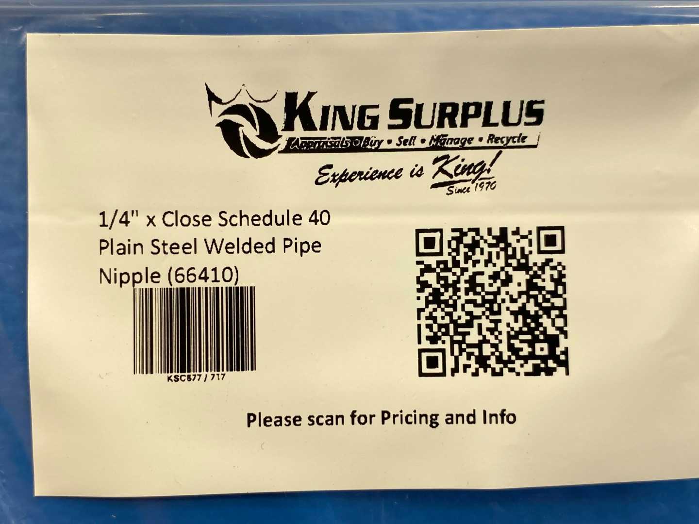 1/4" x Close Schedule 40 Plain Steel Welded Pipe Nipple (66410)