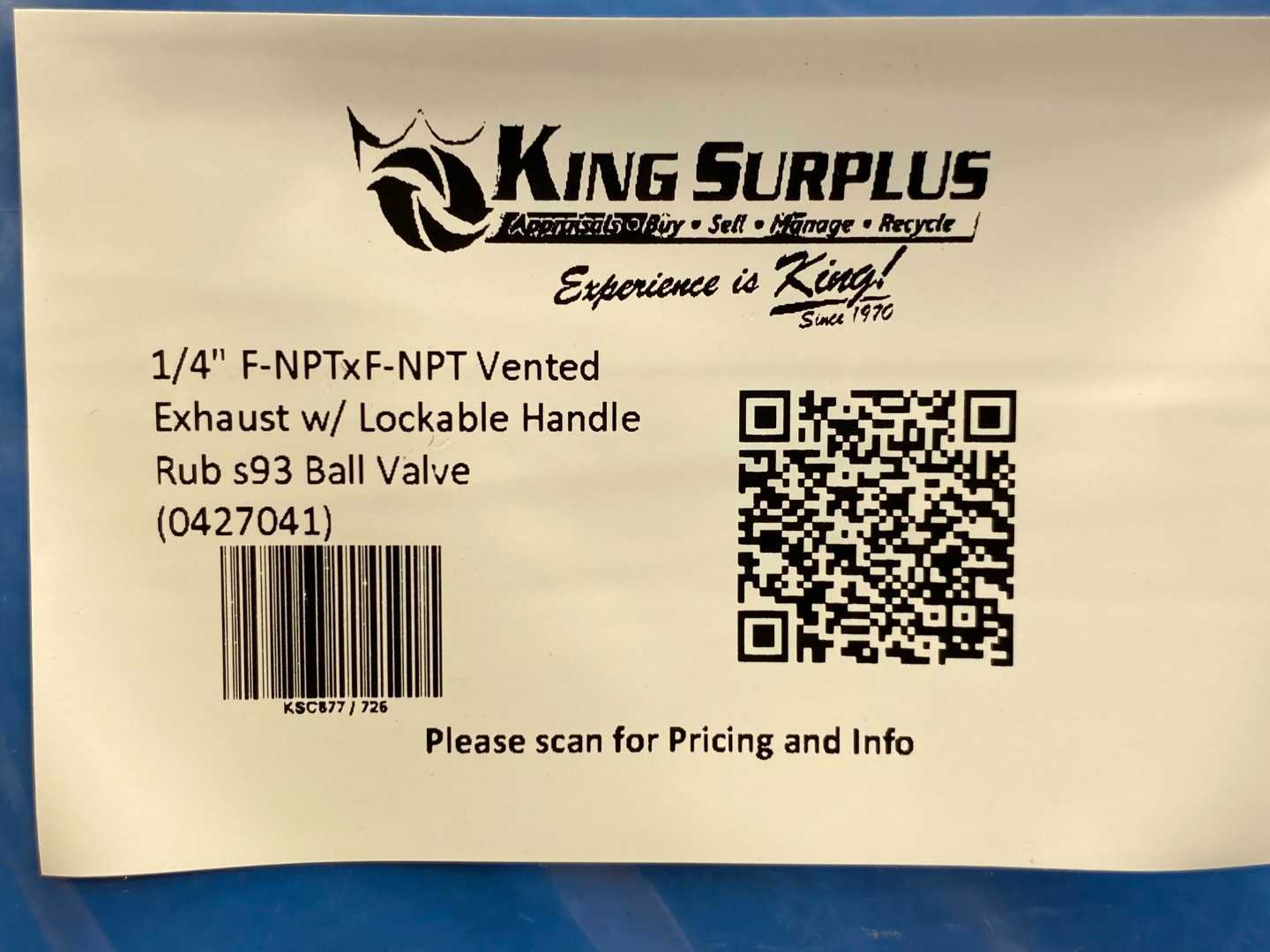 1/4" F-NPTxF-NPT Vented Exhaust w/ Lockable Handle Rub s93 Ball Valve (0427041)