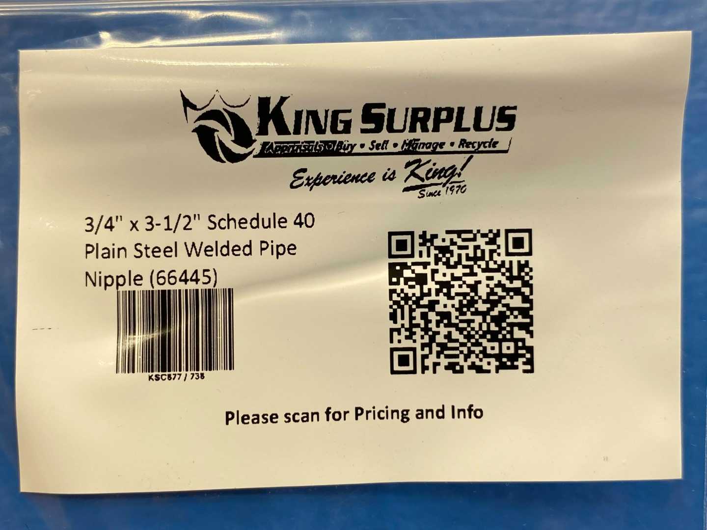 3/4" x 3-1/2" Schedule 40 Plain Steel Welded Pipe Nipple (66445)