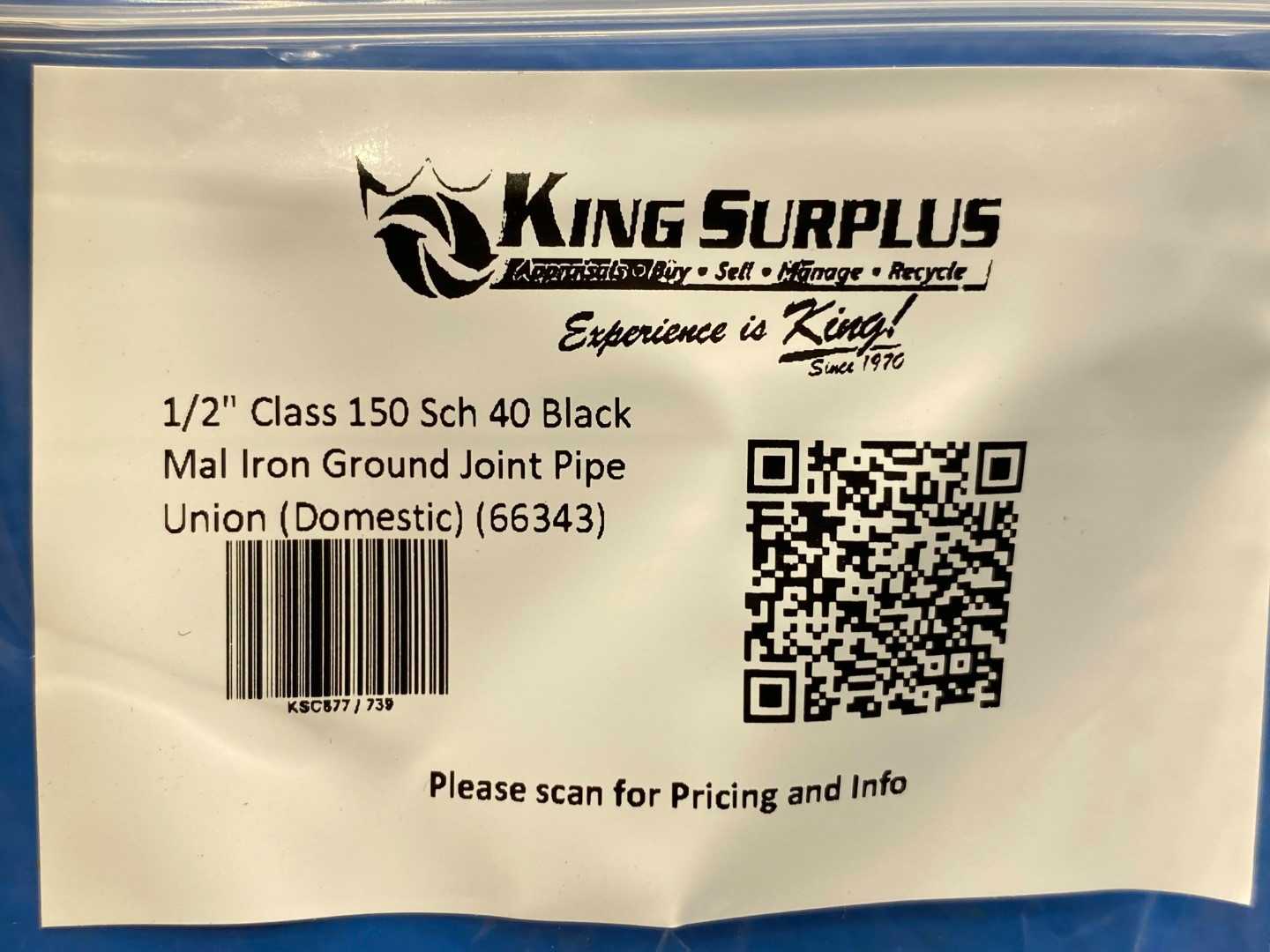 1/2" Class 150 Sch 40 Black Mal Iron Ground Joint Pipe Union (Domestic) (66343)