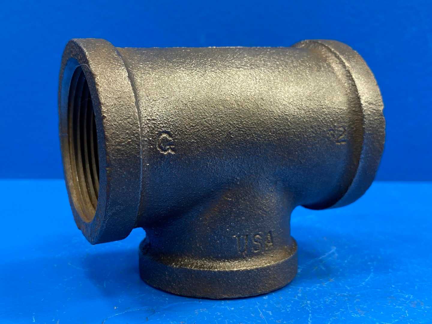 1-1/2" x 1-1/4" x 1-1/2" F-NPT 150 lb. Black Malleable Iron Reducing Tee (466127