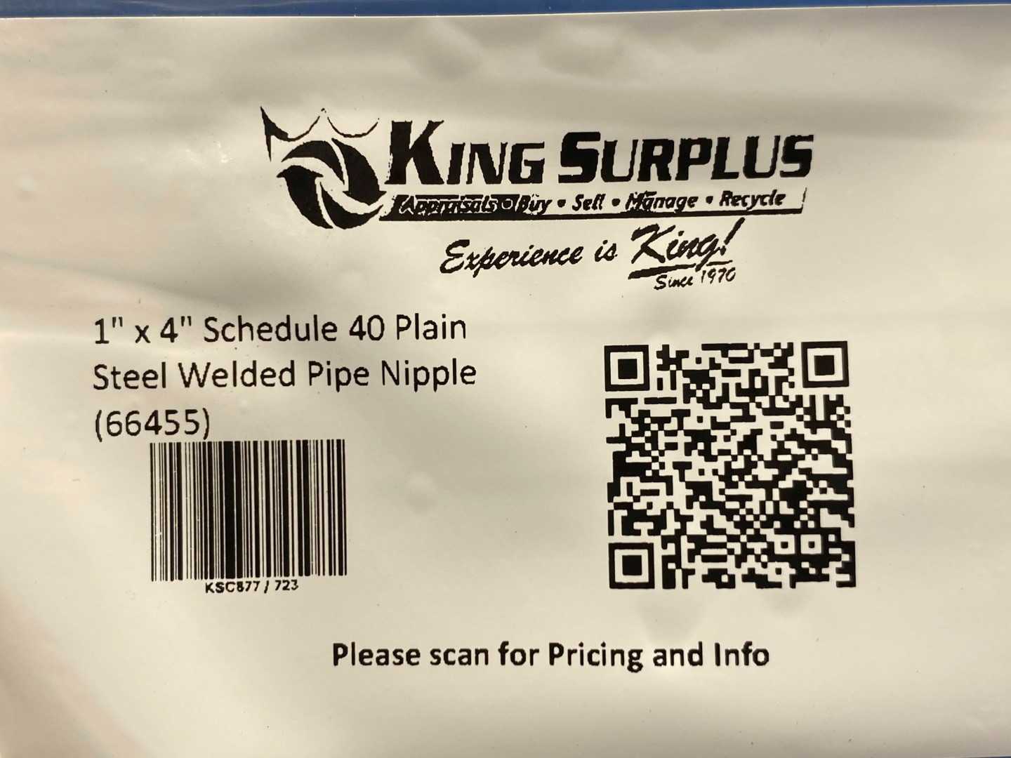 1" x 4" Schedule 40 Plain Steel Welded Pipe Nipple (66455)