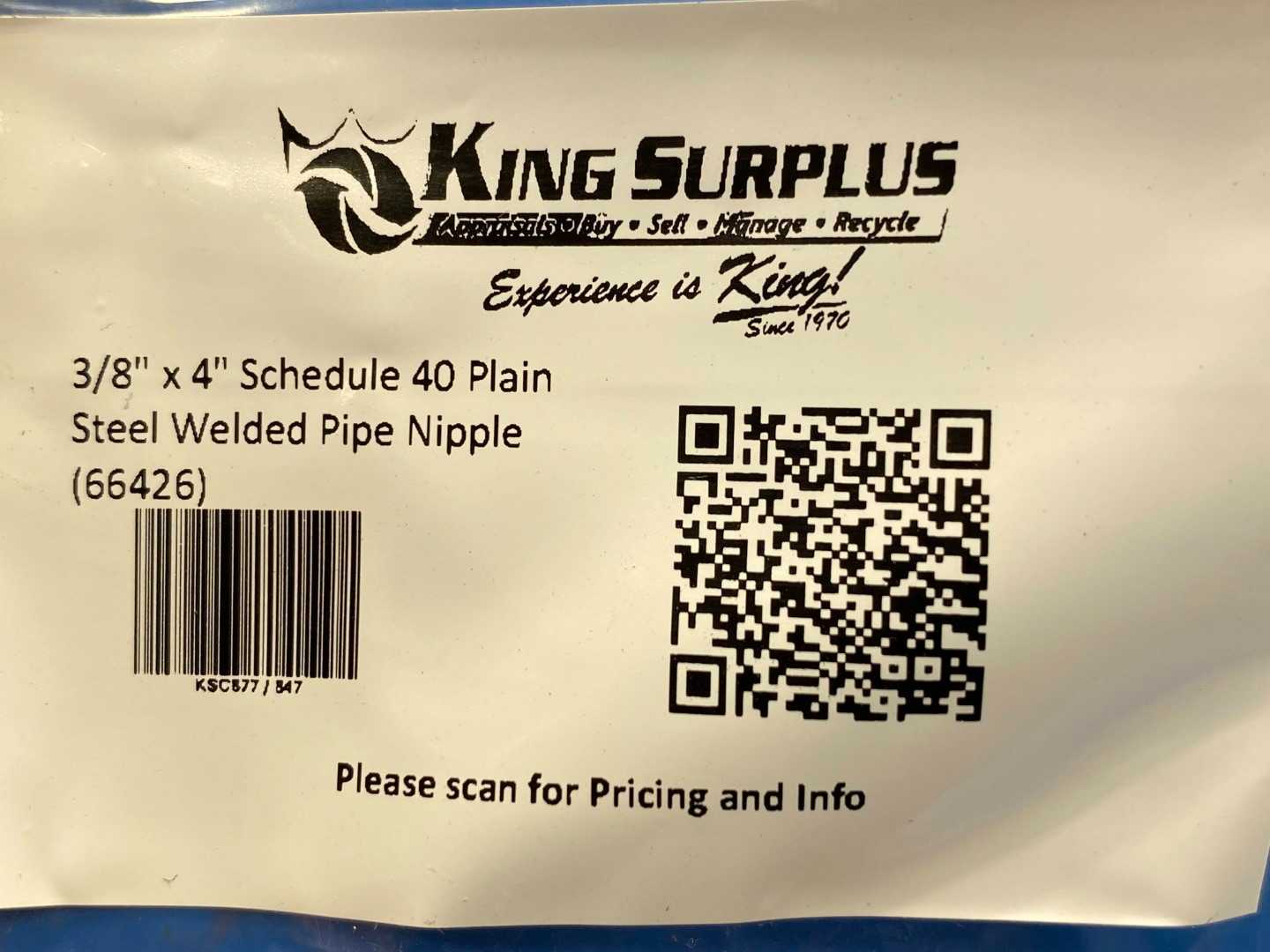 3/8" x 4" Schedule 40 Plain Steel Welded Pipe Nipple (66426)