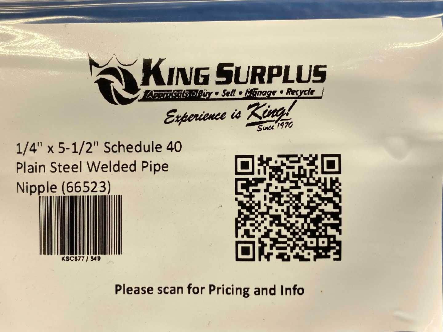 1/4" x 5-1/2" Schedule 40 Plain Steel Welded Pipe Nipple (66523)