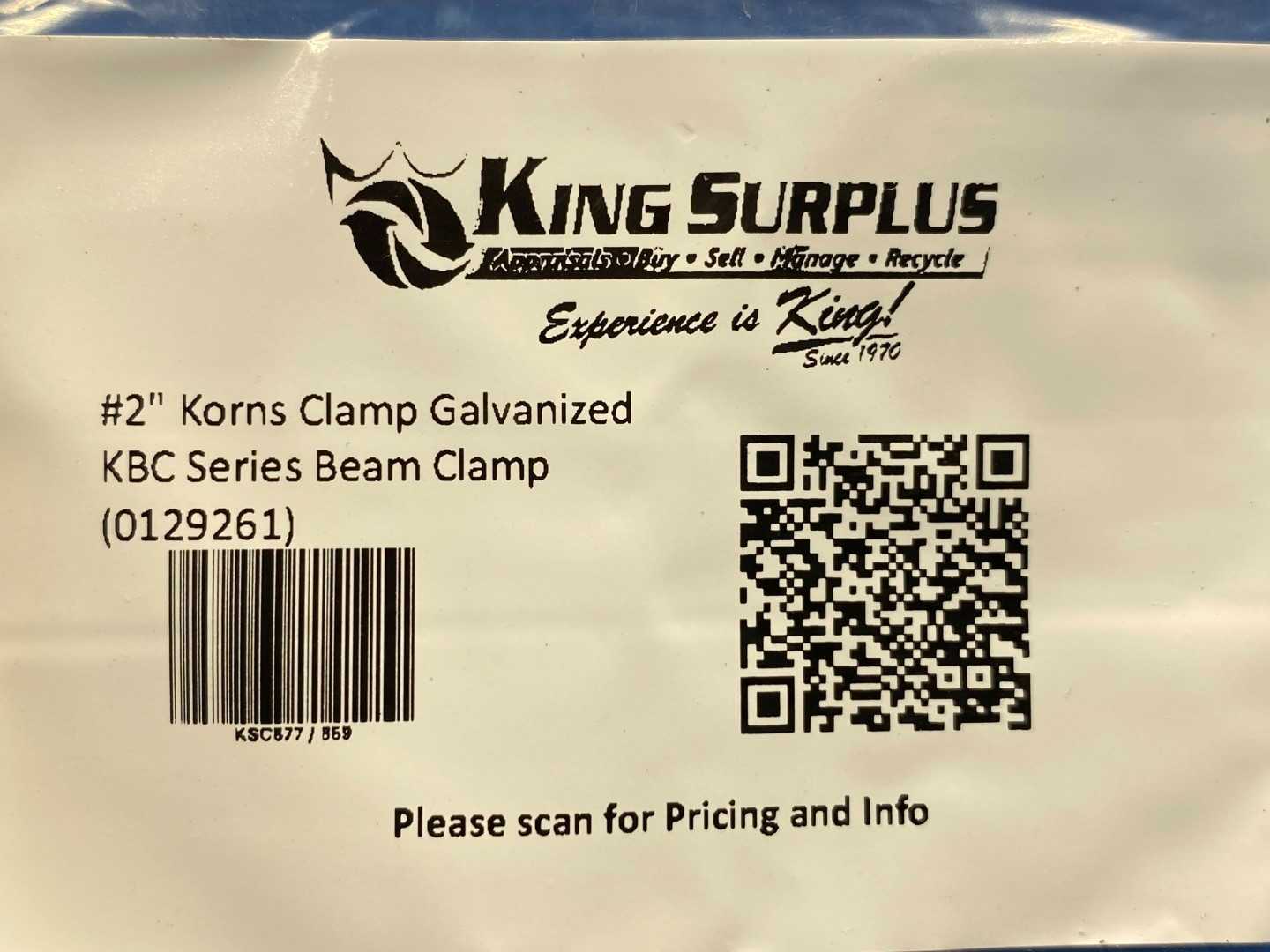 2" Korns Clamp Galvanized KBC Series Beam Clamp (0129261)