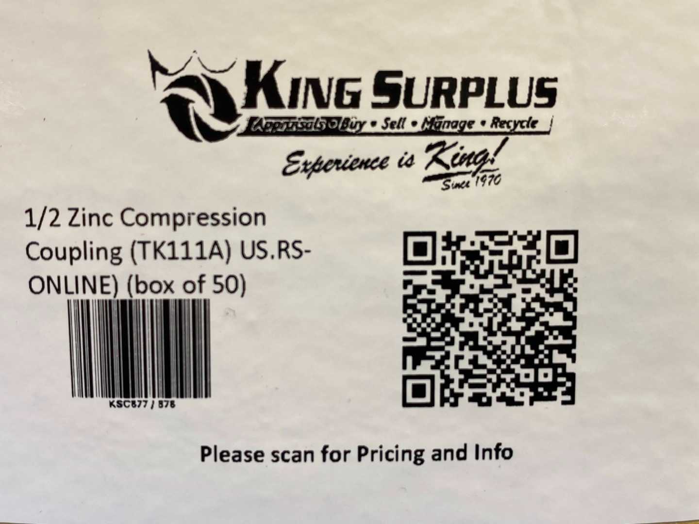 1/2" Thomas & Betts Compression Coupling (TK111A) US.RS-ONLINE) (box of 50)