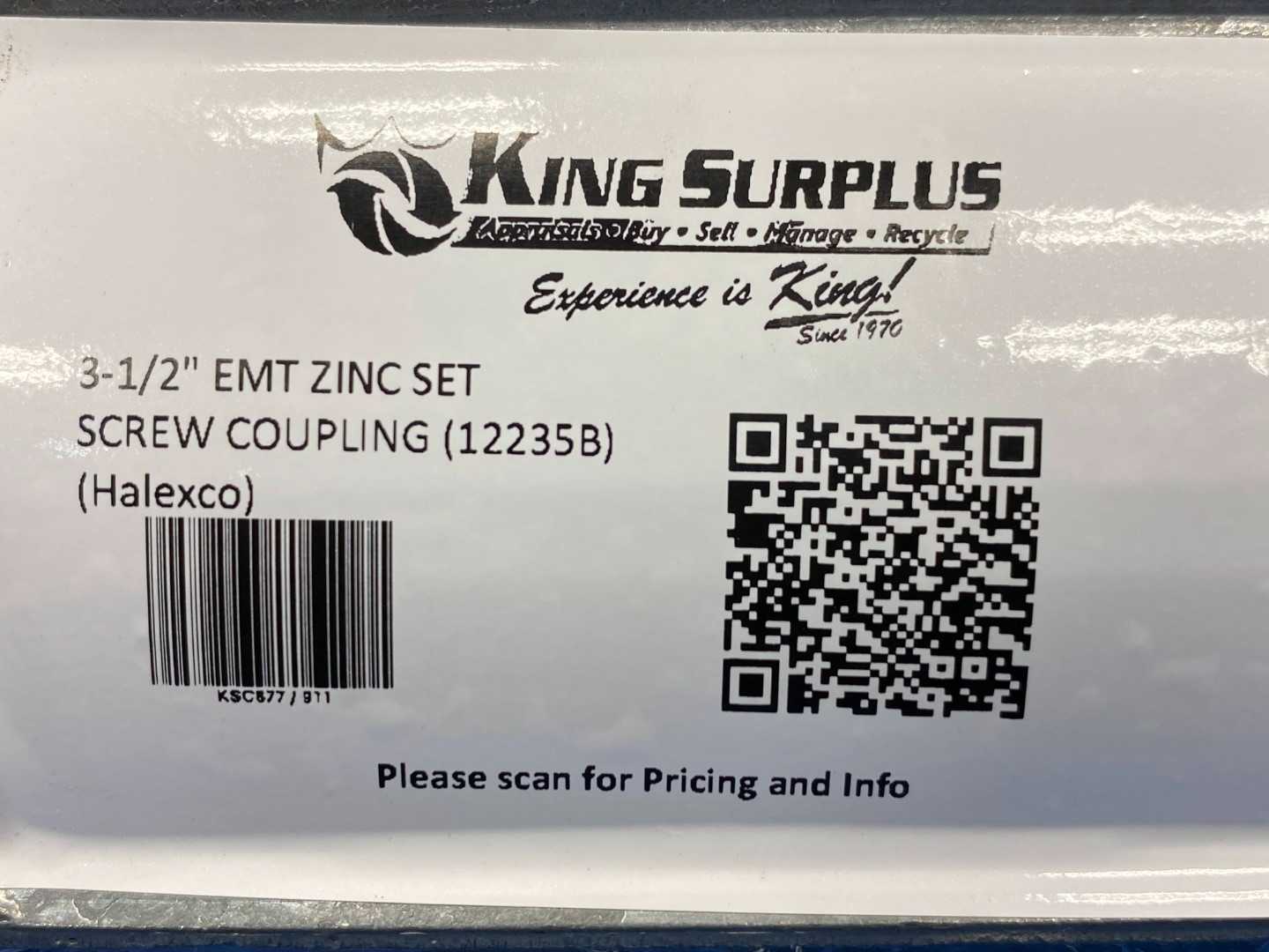 3-1/2" EMT ZINC SET SCREW COUPLING (12235B) (Halexco)