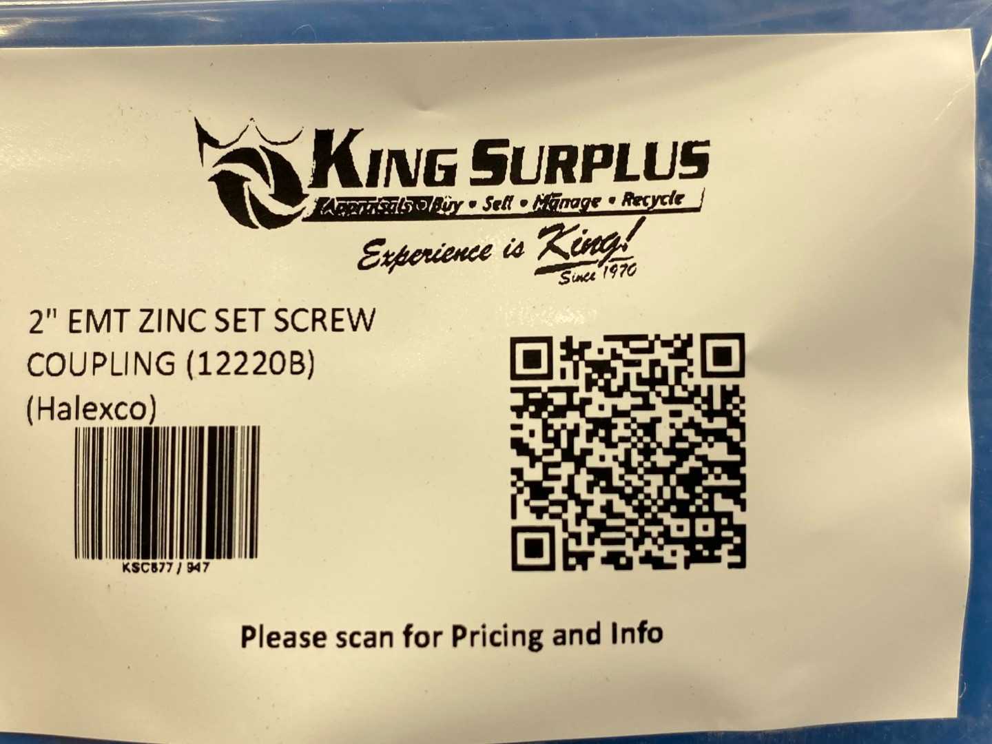 2" EMT ZINC SET SCREW COUPLING (12220B) Halexco