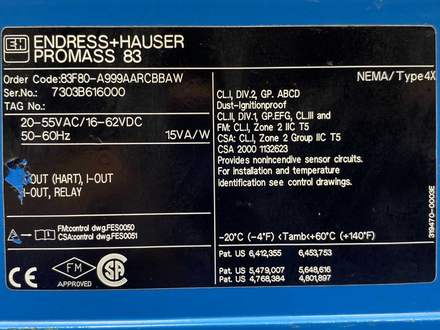 Endress+Hauser Promass 83 Flowmeter Transmitter 83F80 