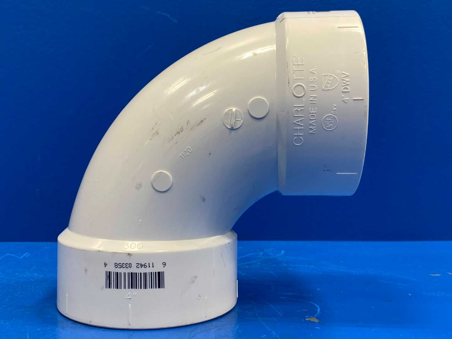 Charlotte Pipe 4" 90D PVC DWV Elbow 