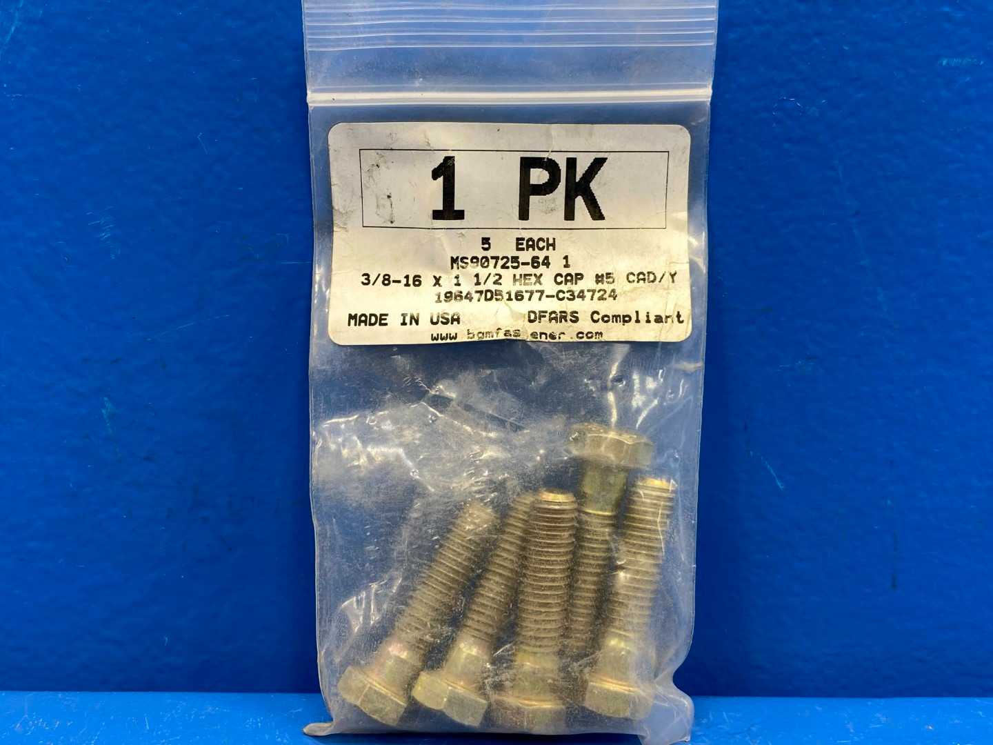 3/8-16" x1-1/2" Coarse Thread Hex Cap Bolt #5 (Pack of 5)