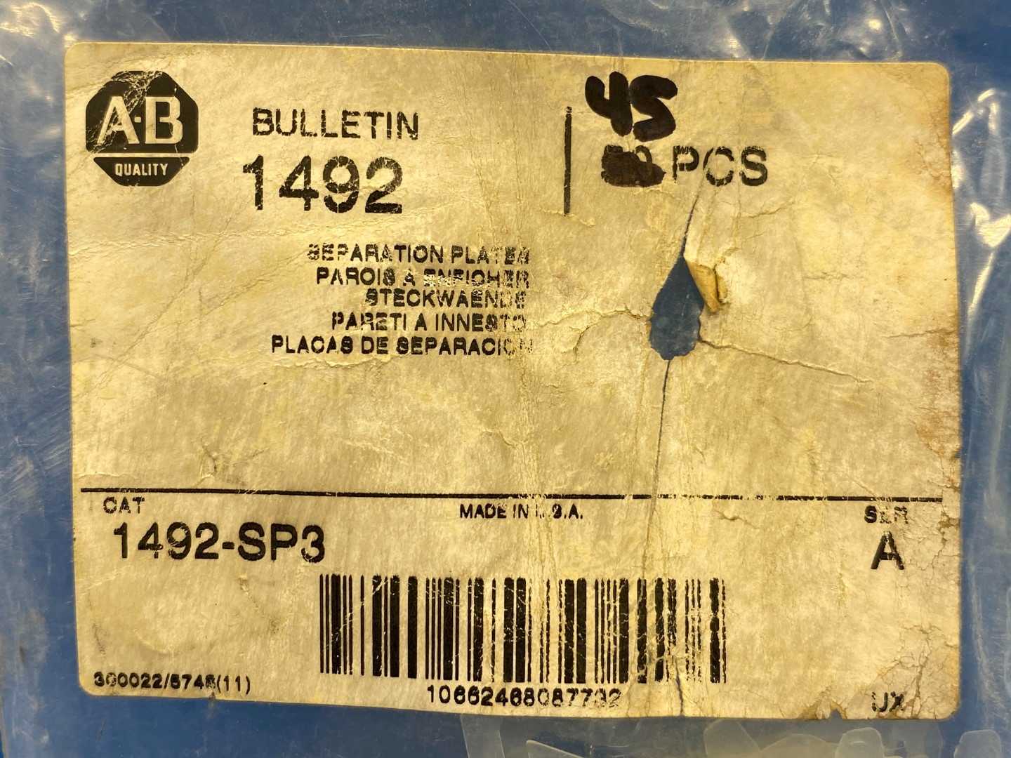 Allen Bradley 1492-SP3 Separation Plates (1pack of 45)