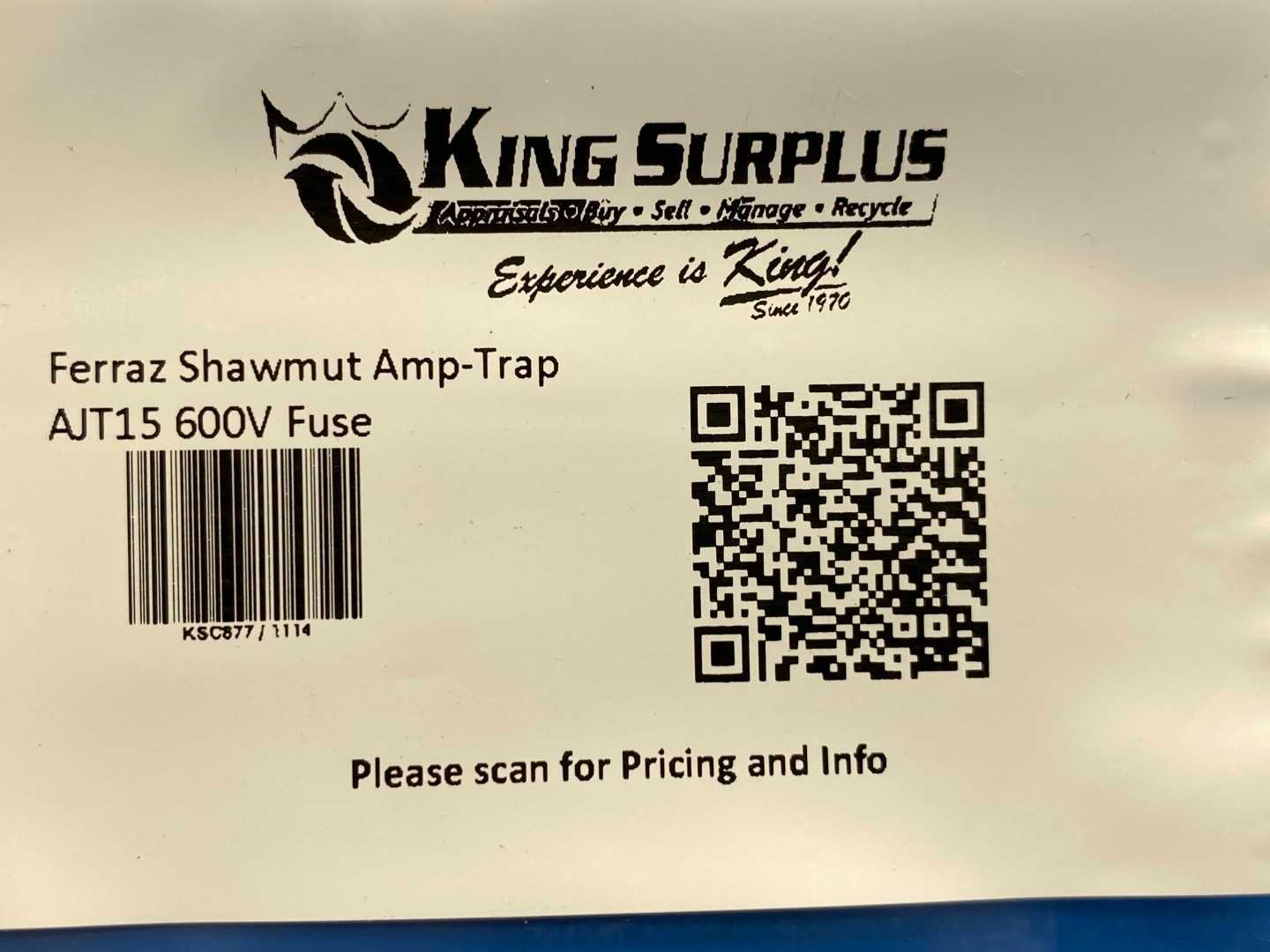 15 AMP Ferraz Shawmut Amp-Trap AJT15 Time Delay