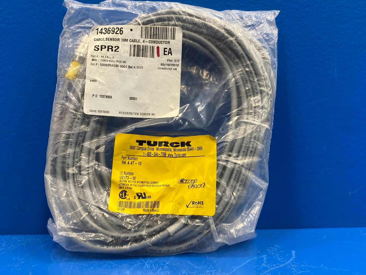 Turck Actuator and Sensor Cordset  Connection Cable RK 4.4T-10 10m Cable