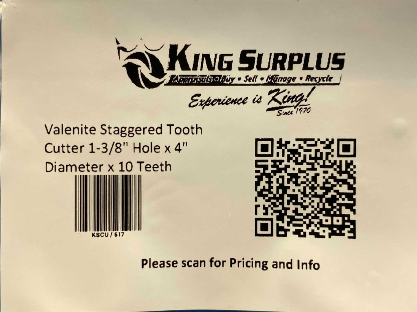 Valenite Staggered Tooth Cutter 1-3/8" Hole x 4" Diameter x 10 Teeth