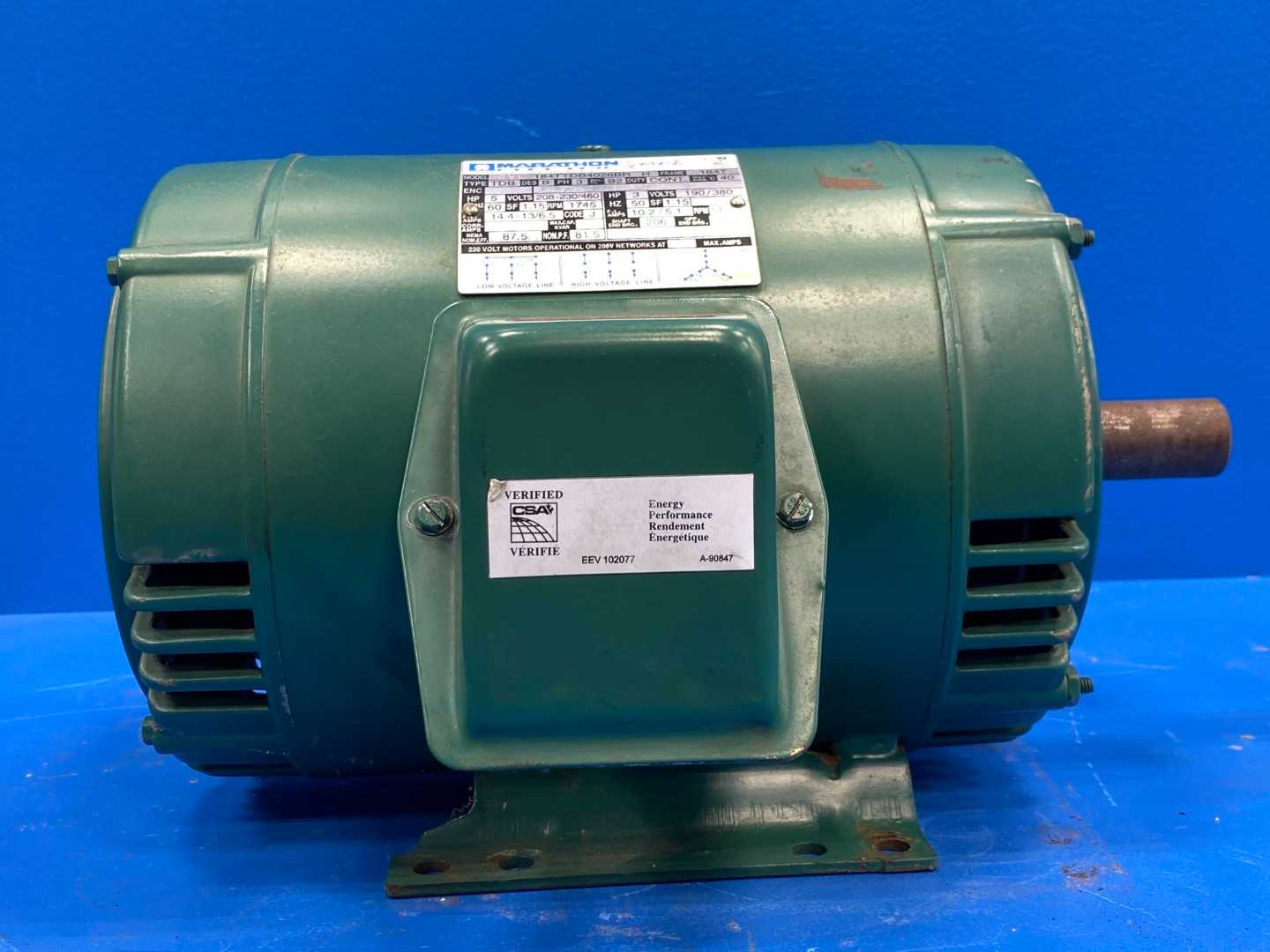 5HP Marathon Electric 184TTDB4026BR  1455 RPM Motor 208-230/460V 184T Frame