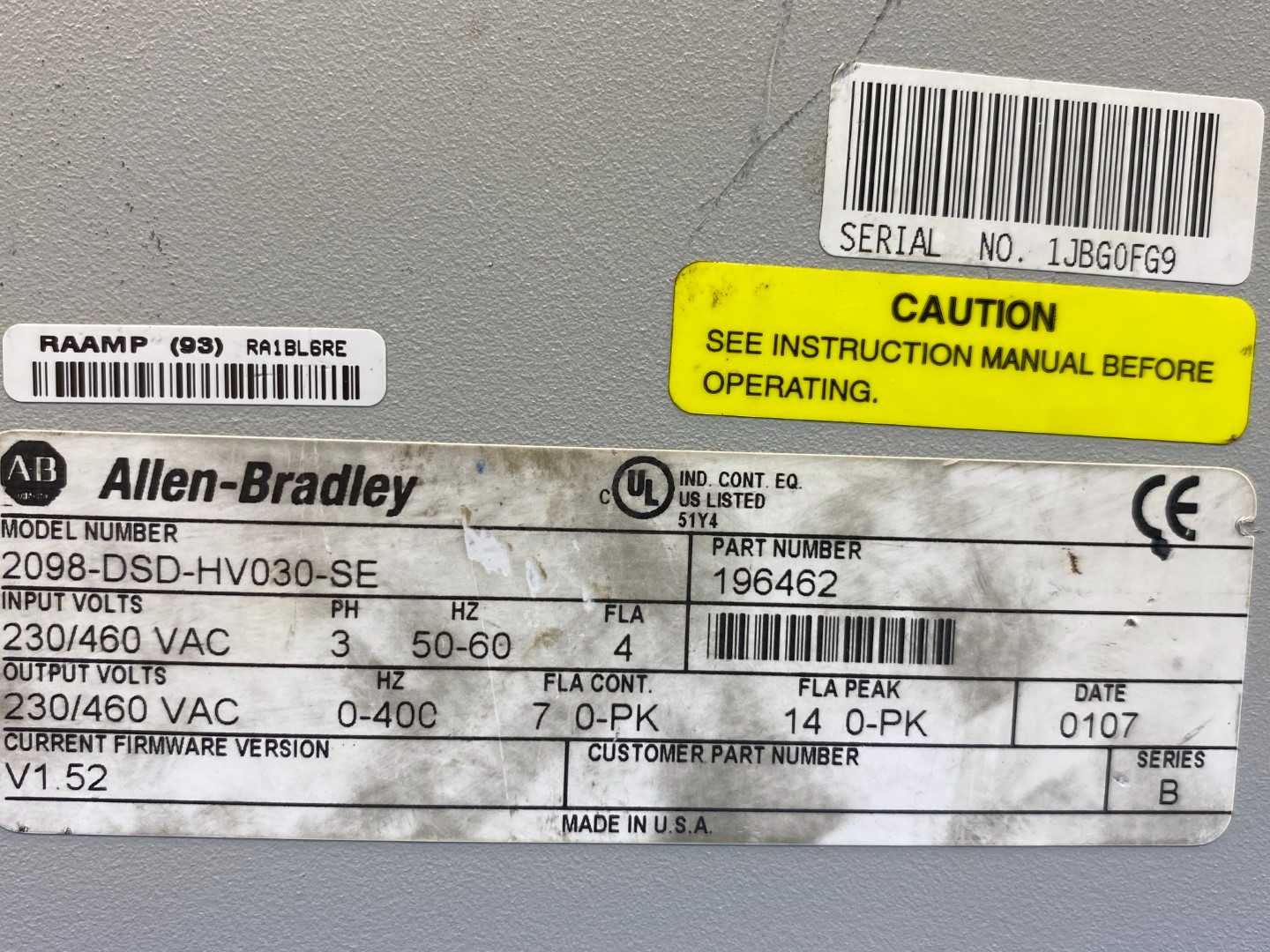 Allen-Bradley Ultra 3000 Kinetix Servo Drive 2098-DSD-HV030-SE 230/460 V AC