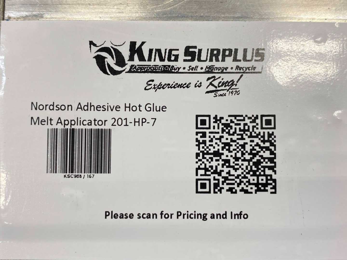 Nordson Adhesive Hot Glue Melt Applicator 201-HP-7 (H201)