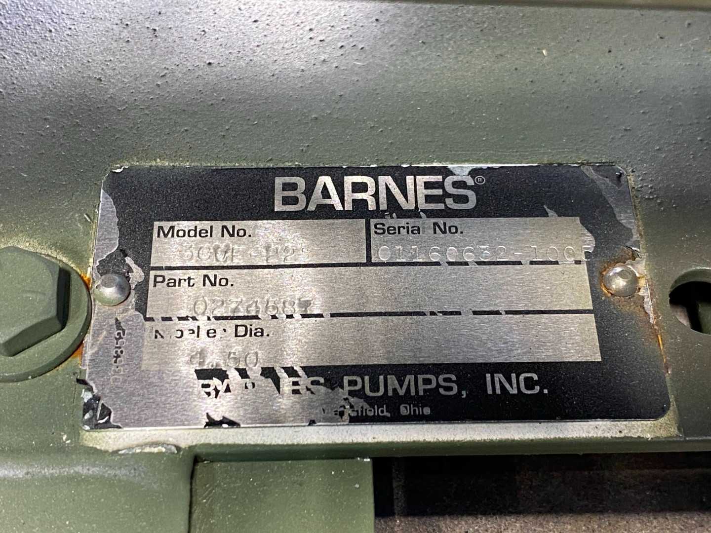 Barnes 1.5 hp 3450rpm 3ph Centrifugal Pump 3CCE-22 P/N 027458T