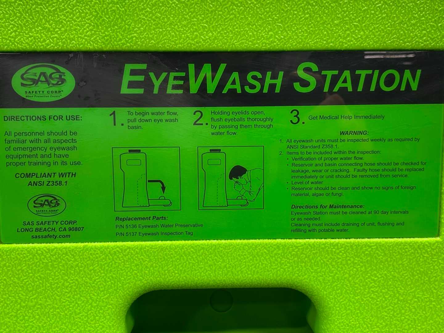 SAS Portable Emergency Eyewash Stations