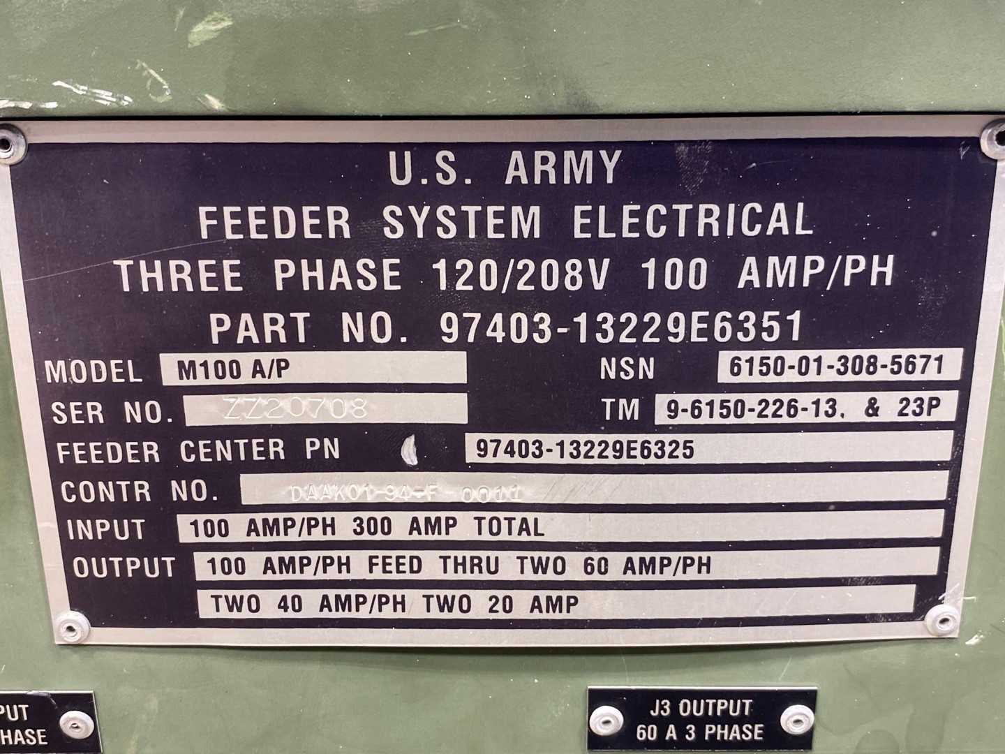 LEX / U.S. Army M100 A/P Feeder System Electrical 97403-13229E6351 PDISE 