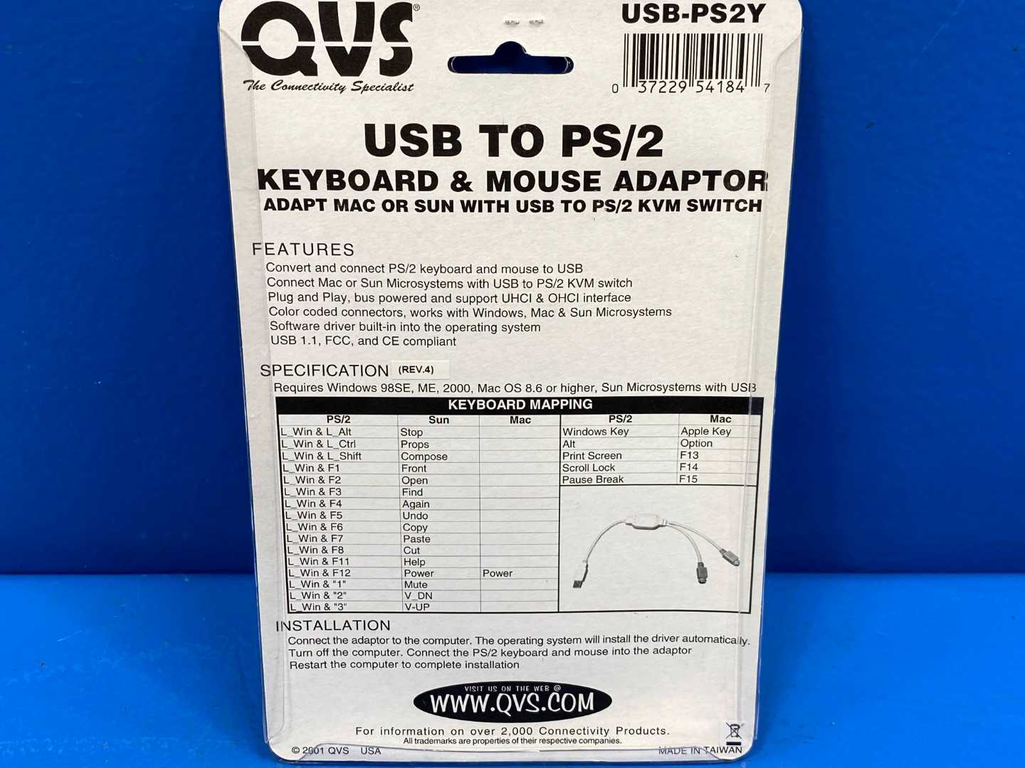 QVS Usb to PS/2 Keyboard and Mouse Adapter