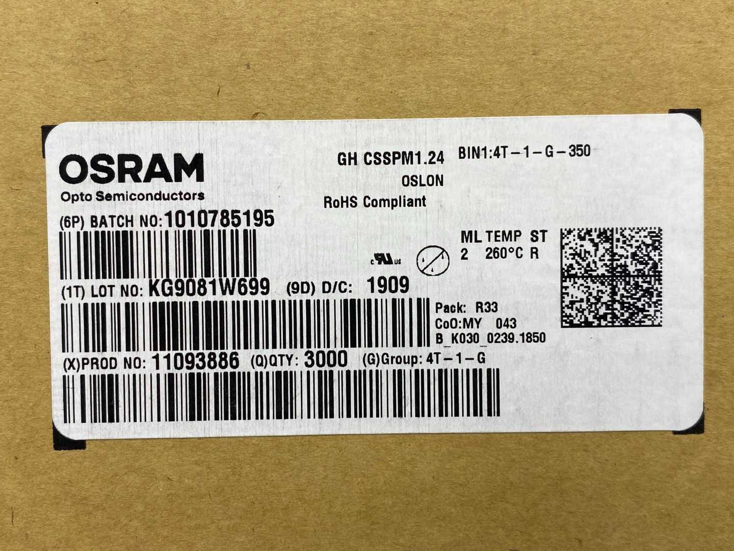 OSRAM Opto Semiconductors RED LED OSLON SSL 120 GH CSSPM1.24-4T2U-1-1-350-R33