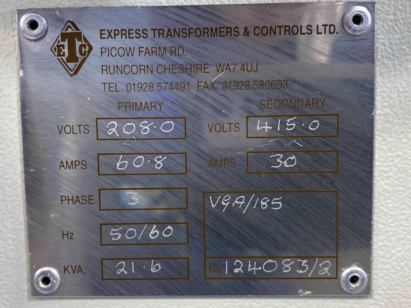 21/20 KVA 208/440 Express Transformer & Controllers VGA/185 