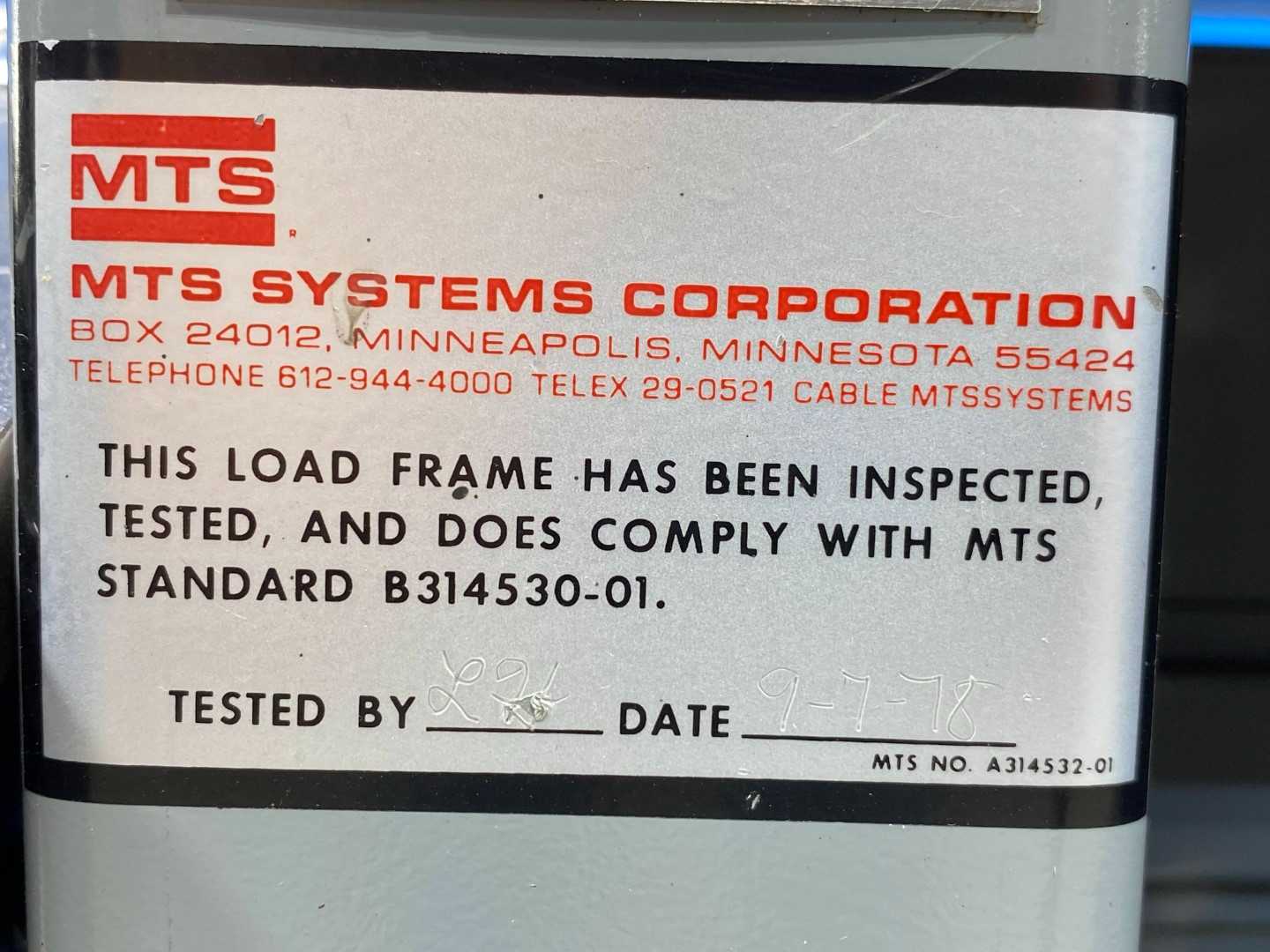 MTS 312.21 10 Metric ton hydraulic pressure tester