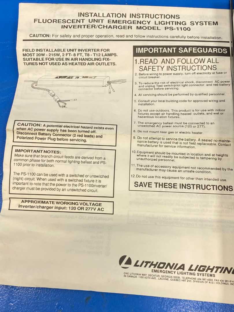 Lithonia Lightning PS1100 Ballast Emergency Lighting System Inverter/Charger