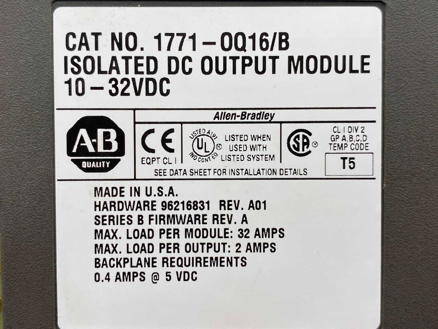 Allen-Bradley 1771-0Q16/B Isolated DC Output Module 10-32VDC