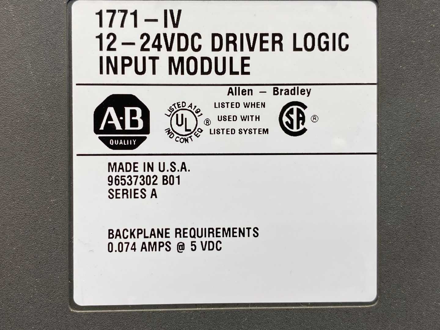 Allen-Bradley 1771- IV 12-24VDC Driver Logic Input Module