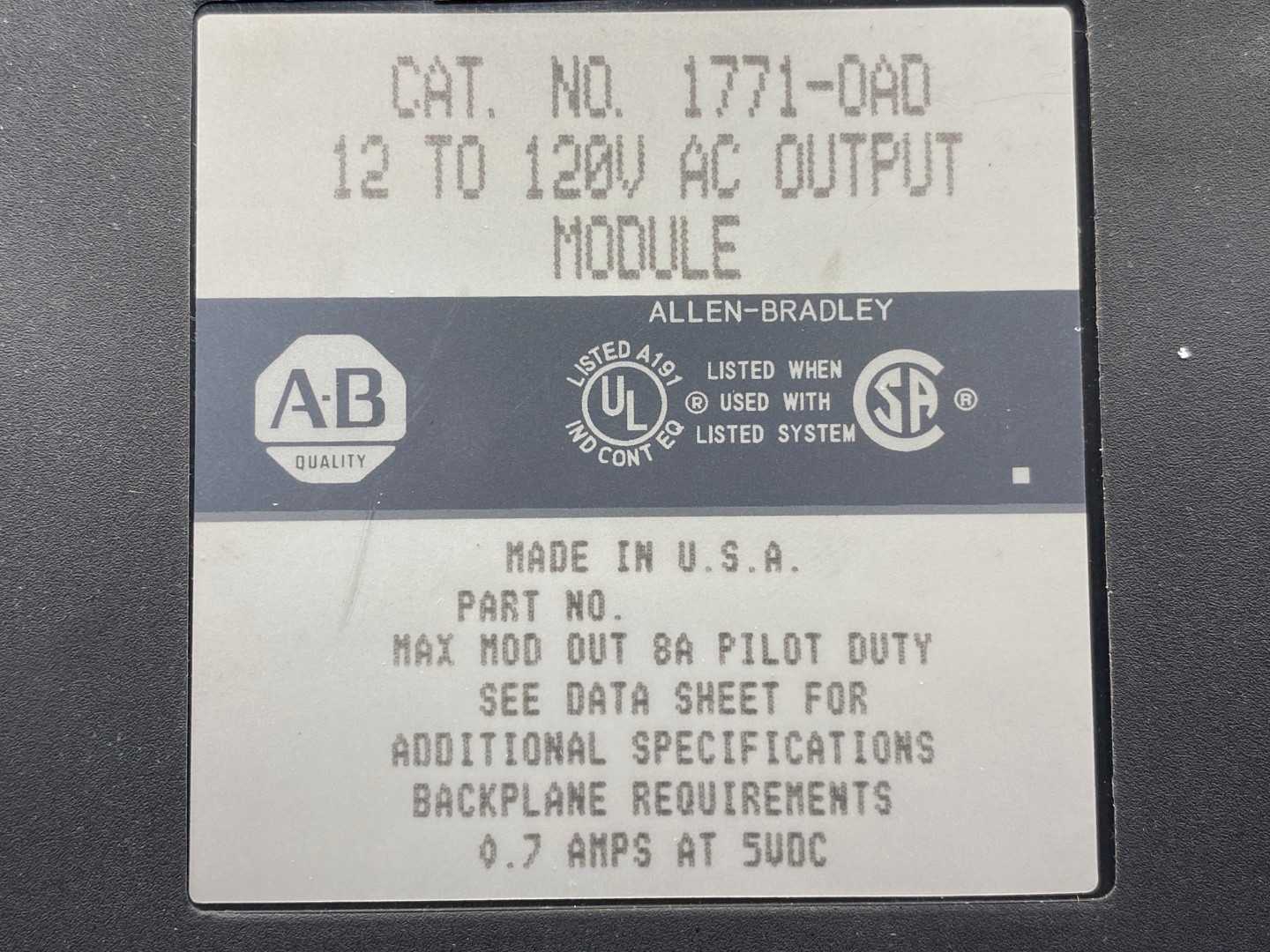 Allen-Bradley 1771-0AD 12 to 120V AC Output Module