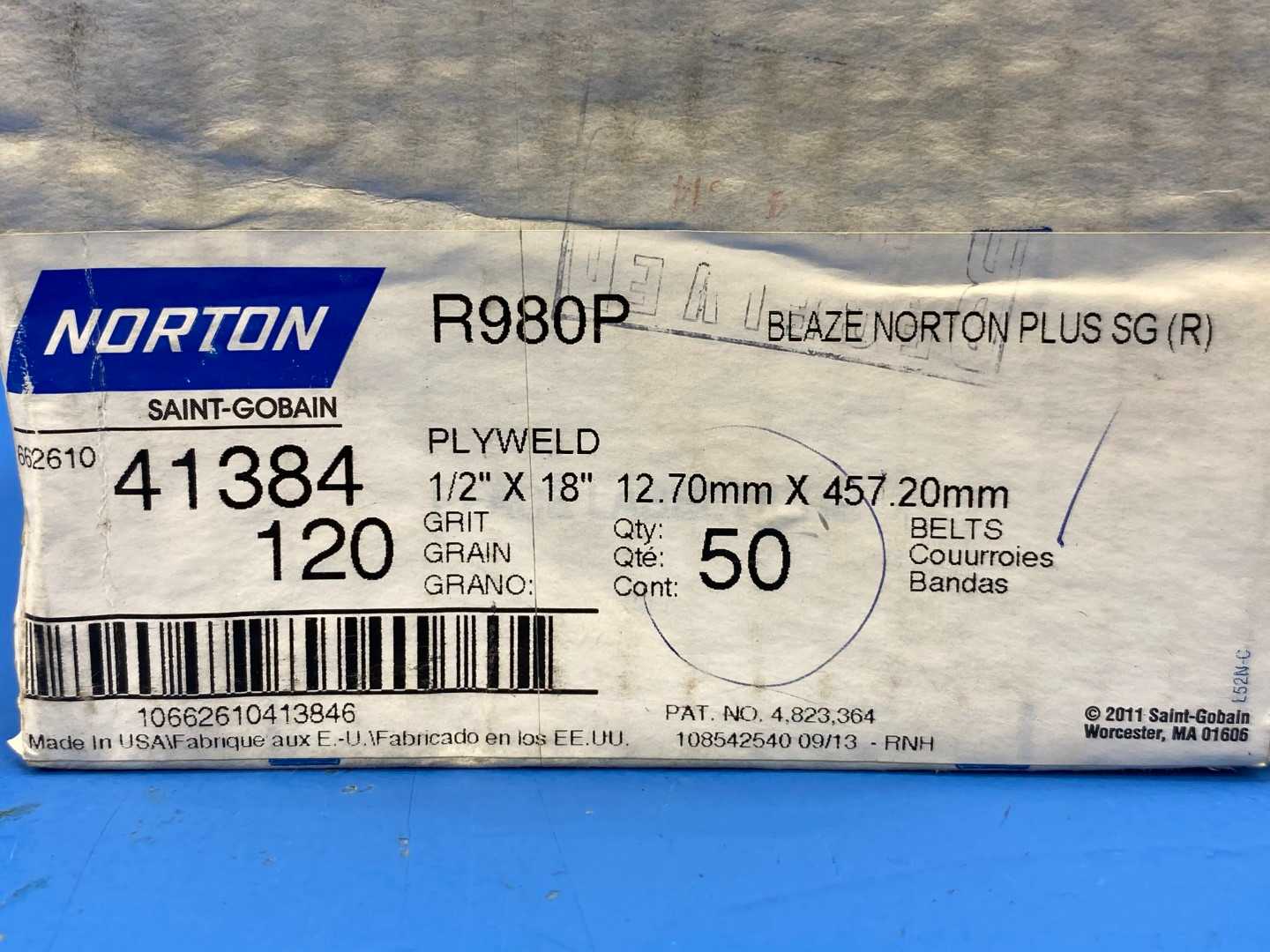 Norton R980P Grit 120 1/2" x 18" (Box of 50)