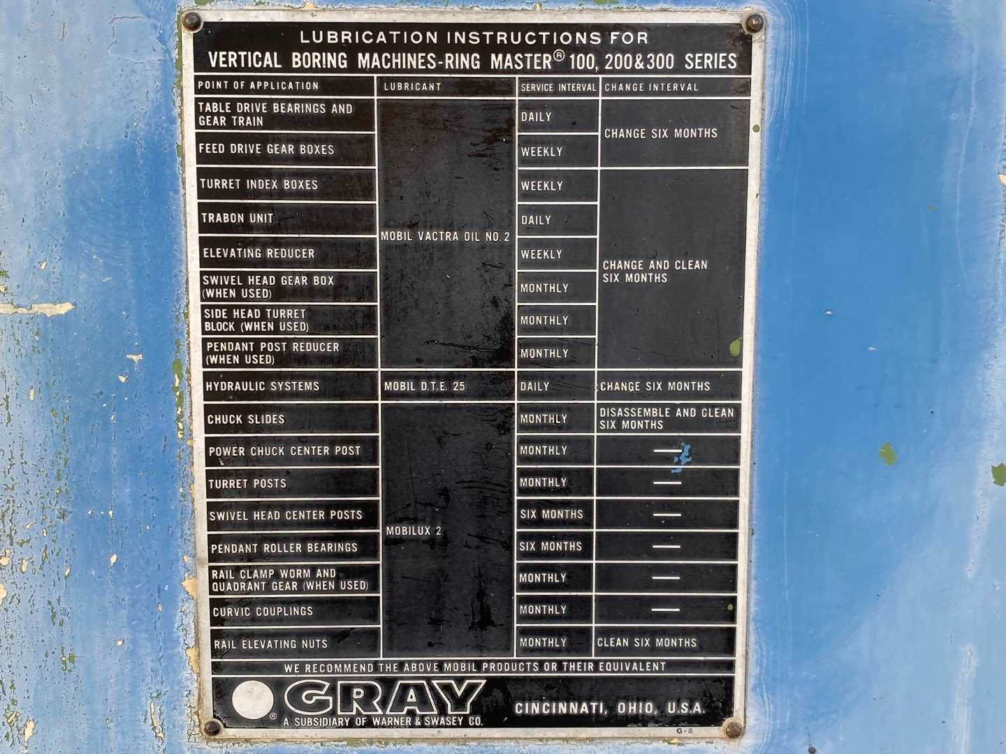 W.S. Gray Vertical Lathe Machine