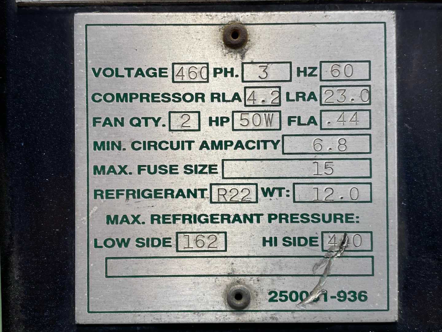 Sullair SRD-400 R22AC Refrigerated Air Dryer 2HP